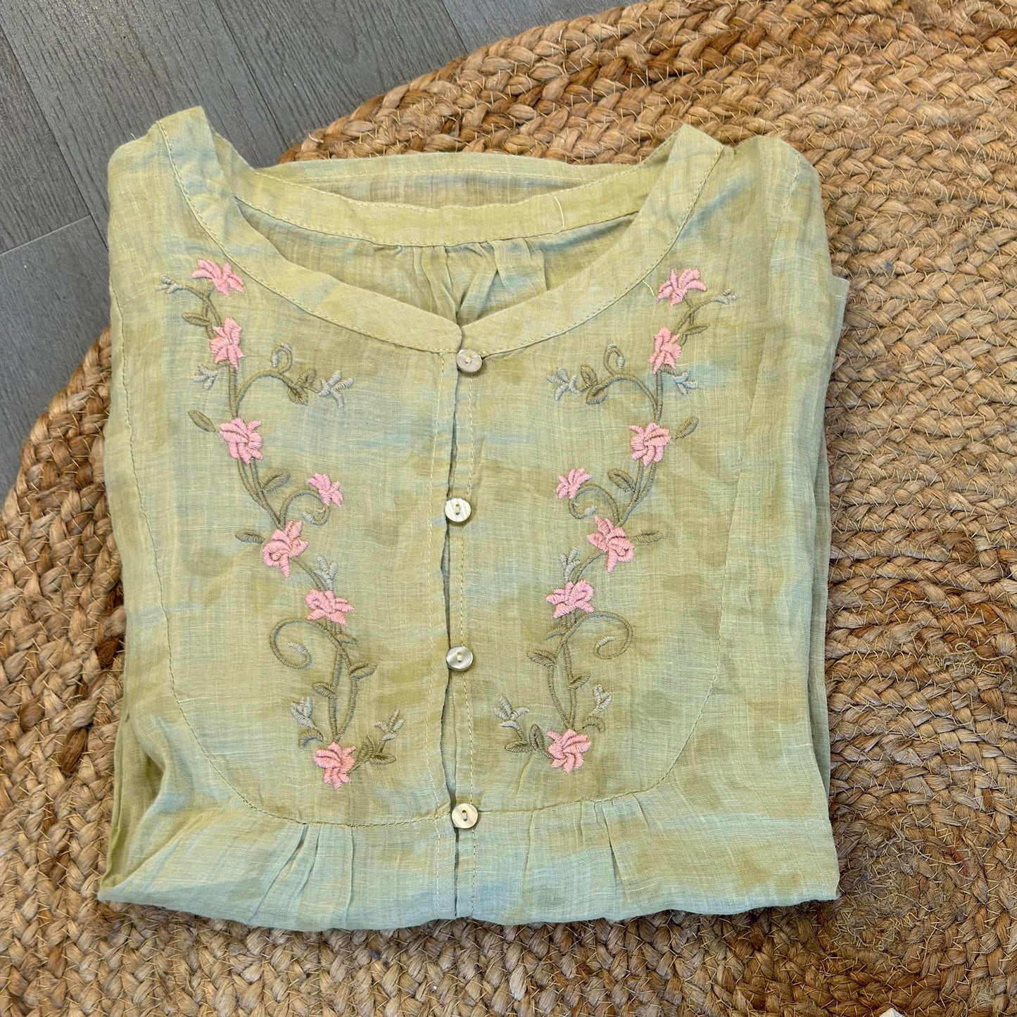 PREMIUM PURE LINEN EMBROIDERY  TOP