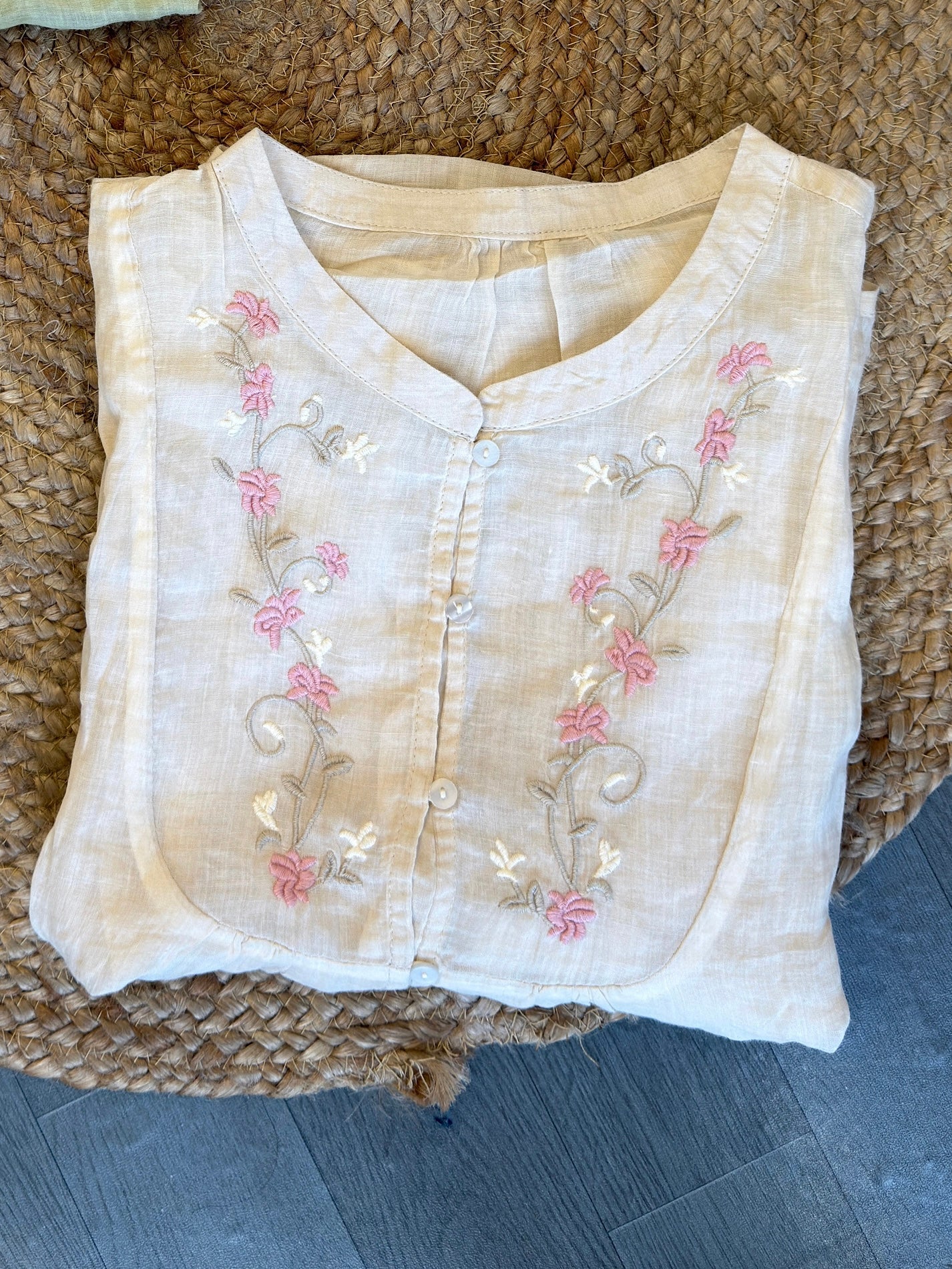 PREMIUM PURE LINEN EMBROIDERY  TOP