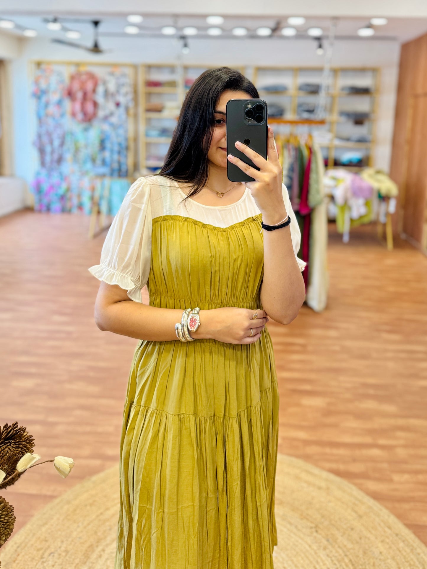 LIGHT MASTARD YELLOW WESTERN DRESS