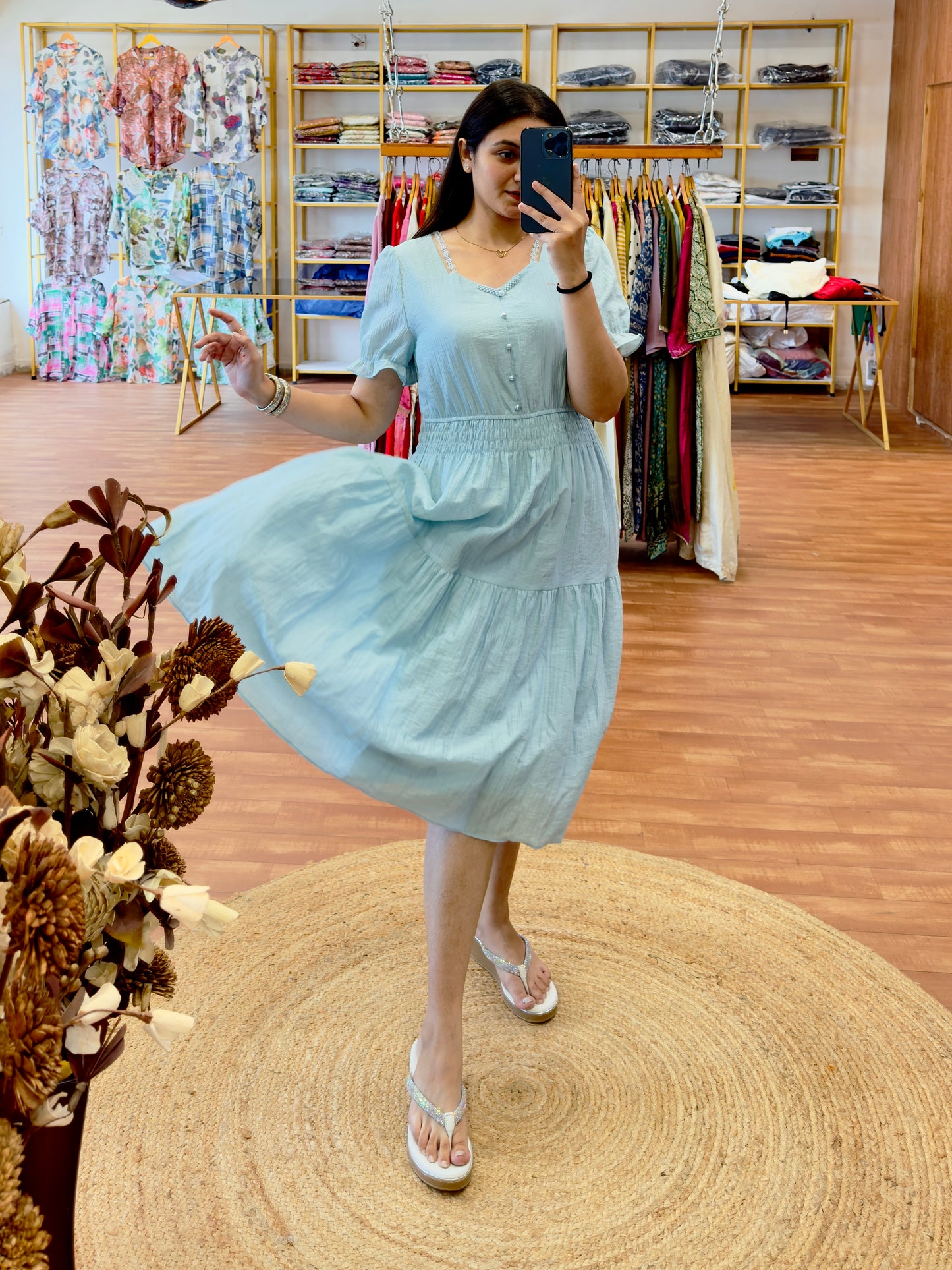 SKY BLUE REGULAR LENGTH WESTERN DRES