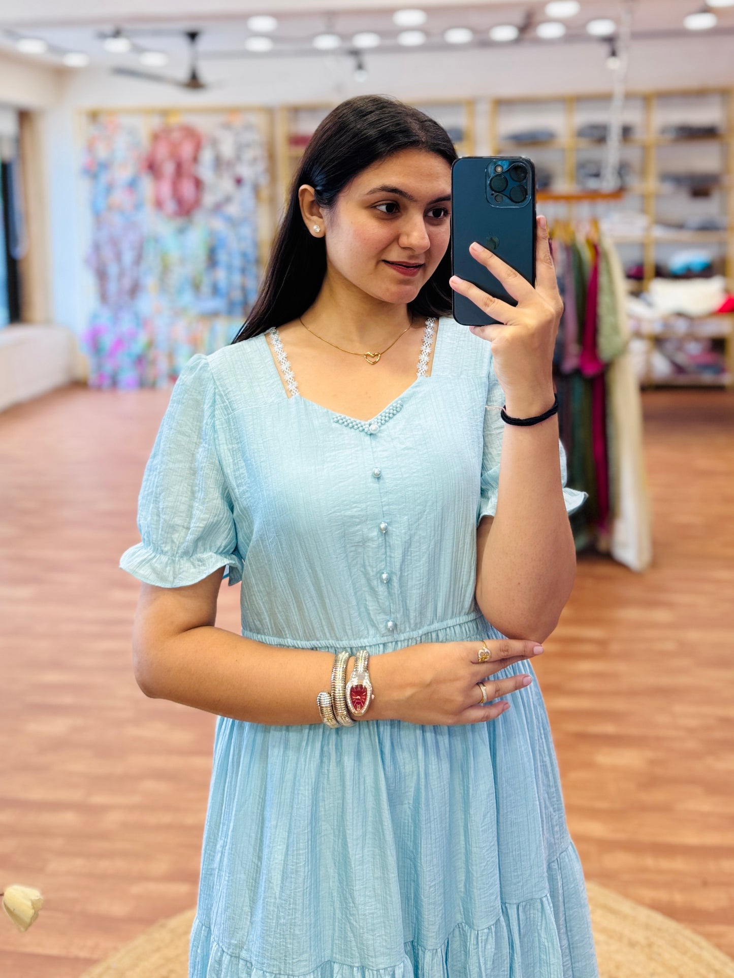 SKY BLUE REGULAR LENGTH WESTERN DRES