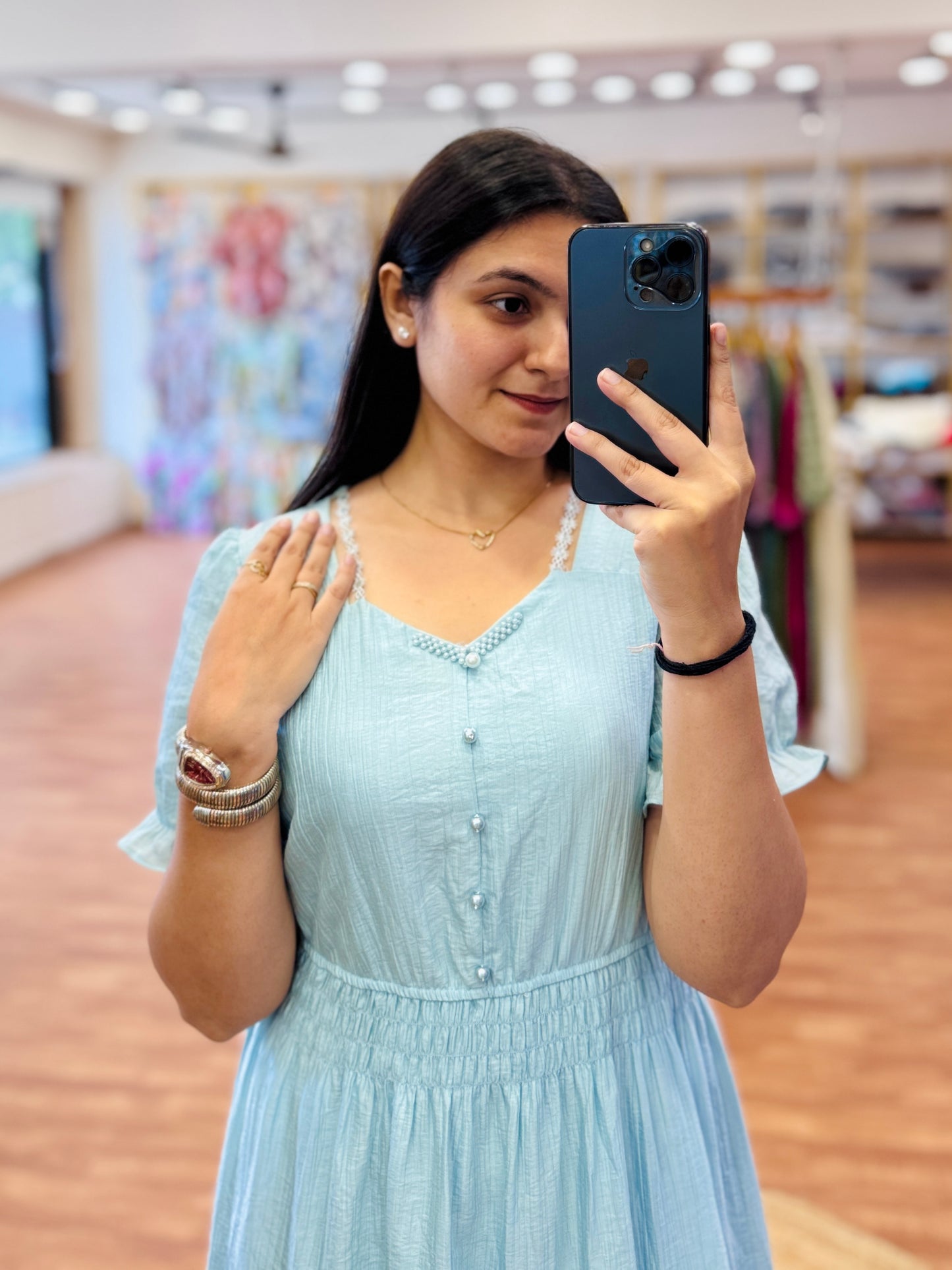 SKY BLUE REGULAR LENGTH WESTERN DRES