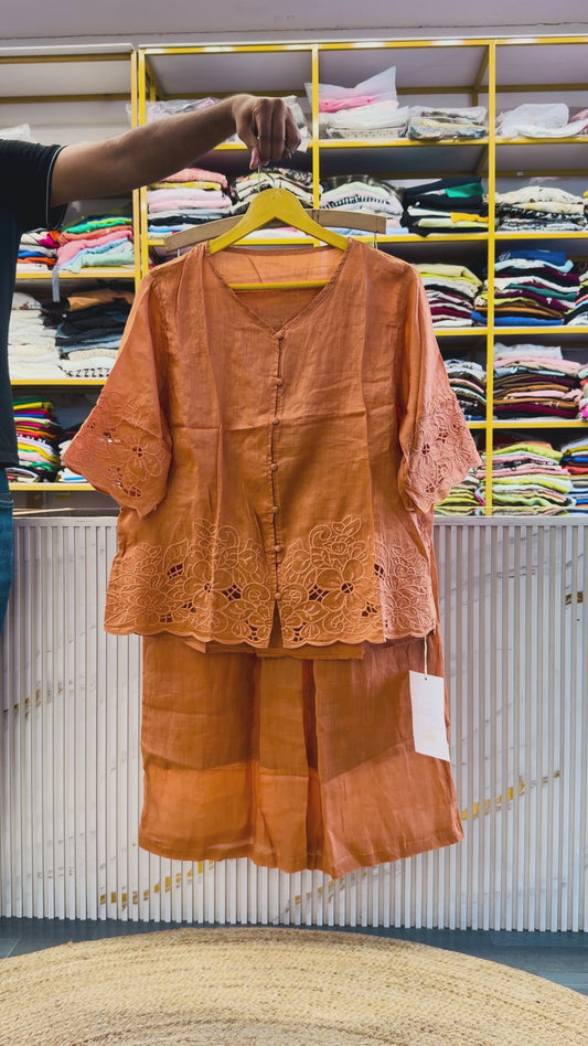 ORANGE LINEN COORD SET