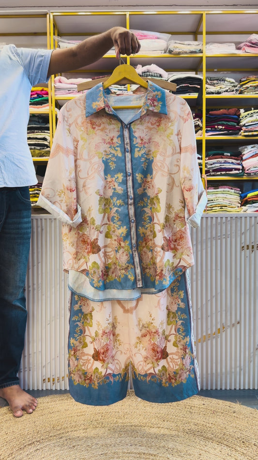 PRINTED SHIRT PANT COORD SET