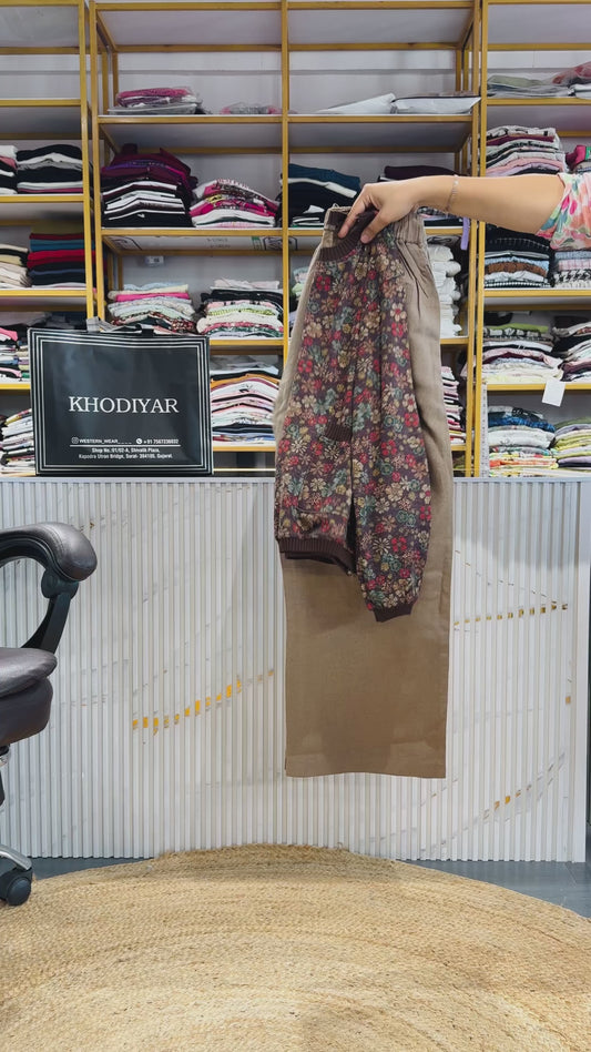 FLOWER PRINT TSHIRT WITH LINEN PANT SET