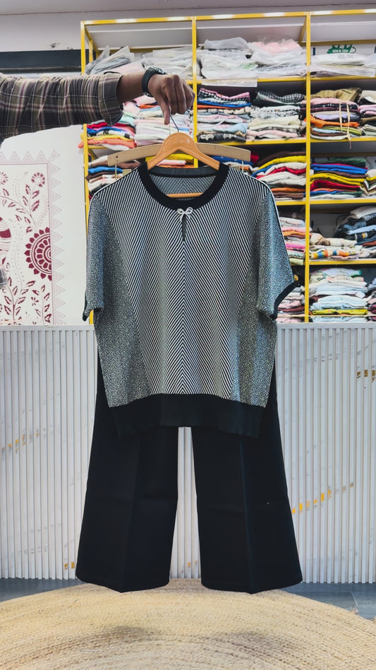 PONCHO STYLE TOP  WITH BELL BOTTOM PANT SET