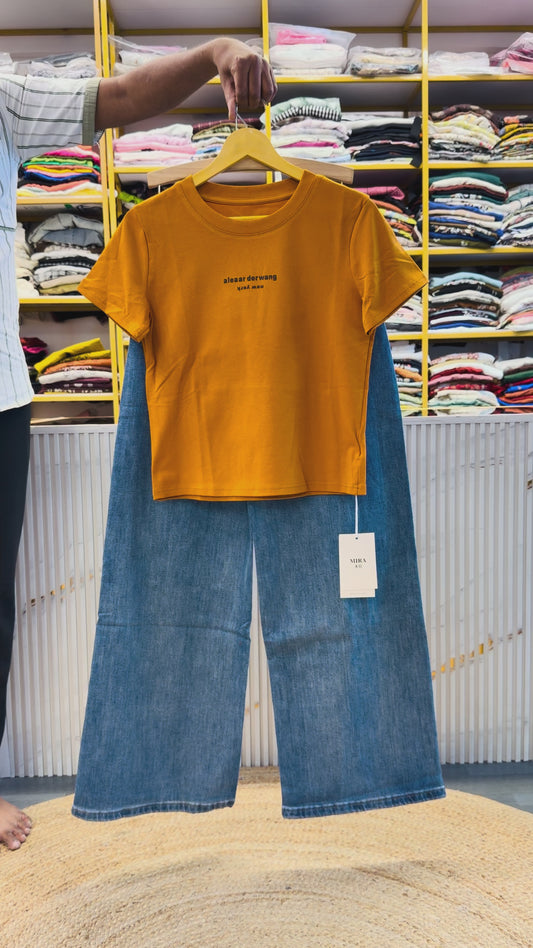 RUST PREMIUM TSHIRT WITH IMPORTED SOFT DENIM PANT SET