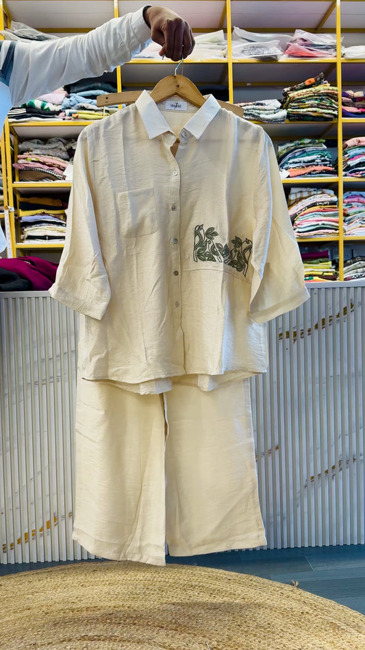 OFF WHITE  EMBROIDERY COORD SET