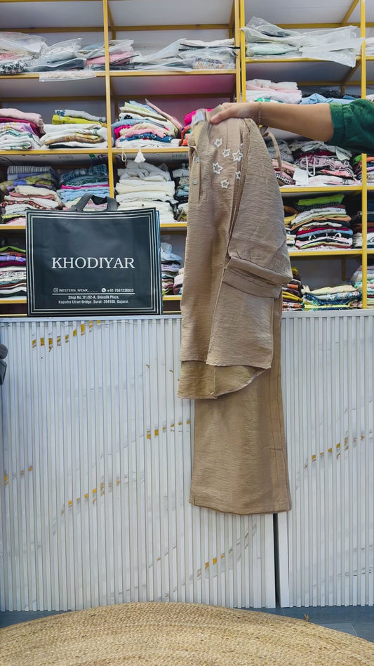 CHIKU STAR EMBROIDERY TOP WITH PANT COORD SET