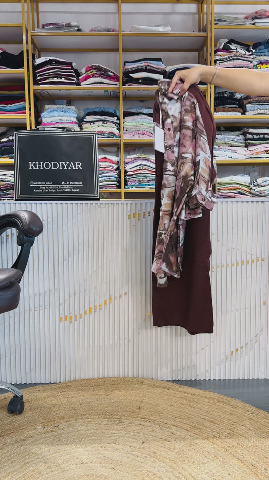 SWATE PRINTED  TSHIRT CUM TOP WITH LINEN PANT SET