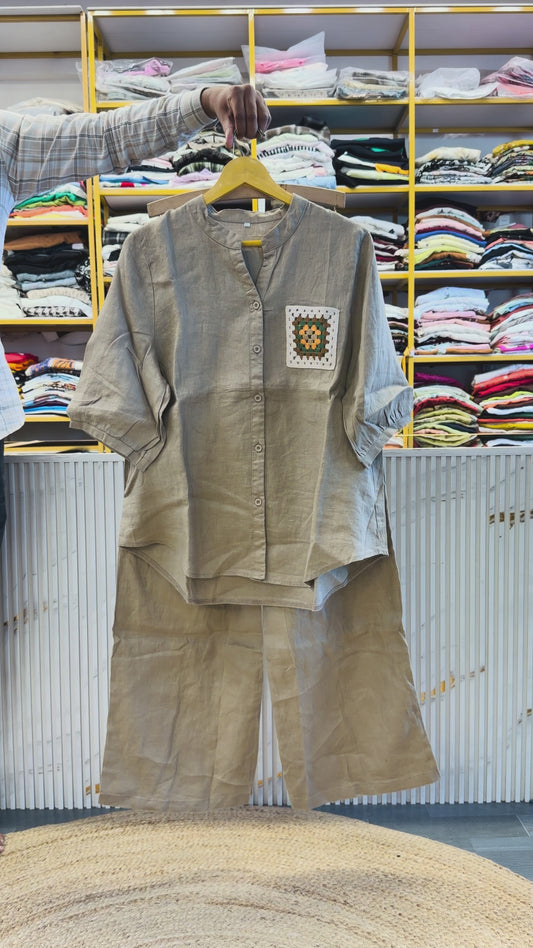 KHAKHI SHADE LINEN COORD SET