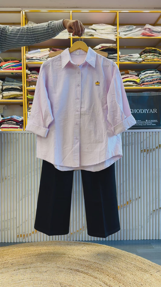 KHODIYAR-4 LILAC PLAIN SHIRT WITH BLACK BELL BOTTOM TROUSER