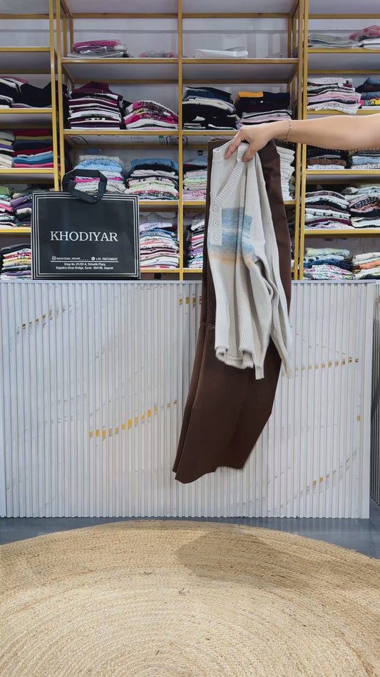 FAWN SHADE SWATE TSHIRT TOP WITH BELL BOTTOM TROUSER SET