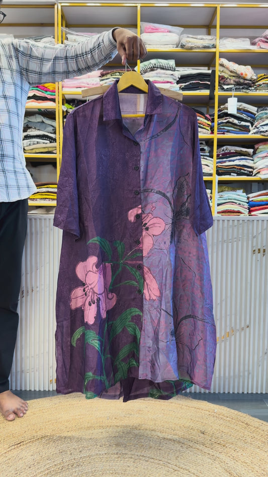 LONG PRINTED A LINE TOP PANT COORD SET