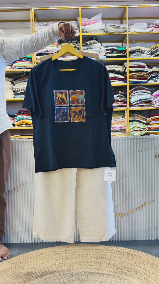 CASUAL PRINT TSHIRT WITH SOFT LINEN PANT SET