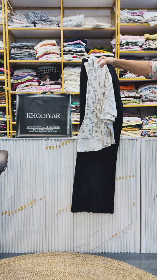 PRINT COTTON SHIRT  WITH BELL BOTTOM TROUSER PANT SET