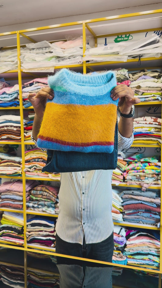 SOFT WOOL KNITTING TOP WITH IMPORTED SOFT DENIM PANT SET