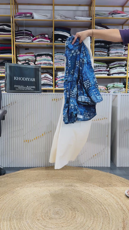 LINEN PRINT SHIRT WITH BELL BOTTOM TROUSER SET