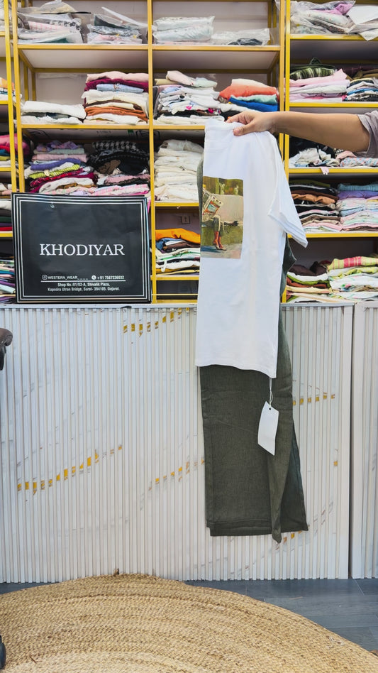 ARTIST PAINT CASUAL TSHIRT WITH LINEN PANT SET
