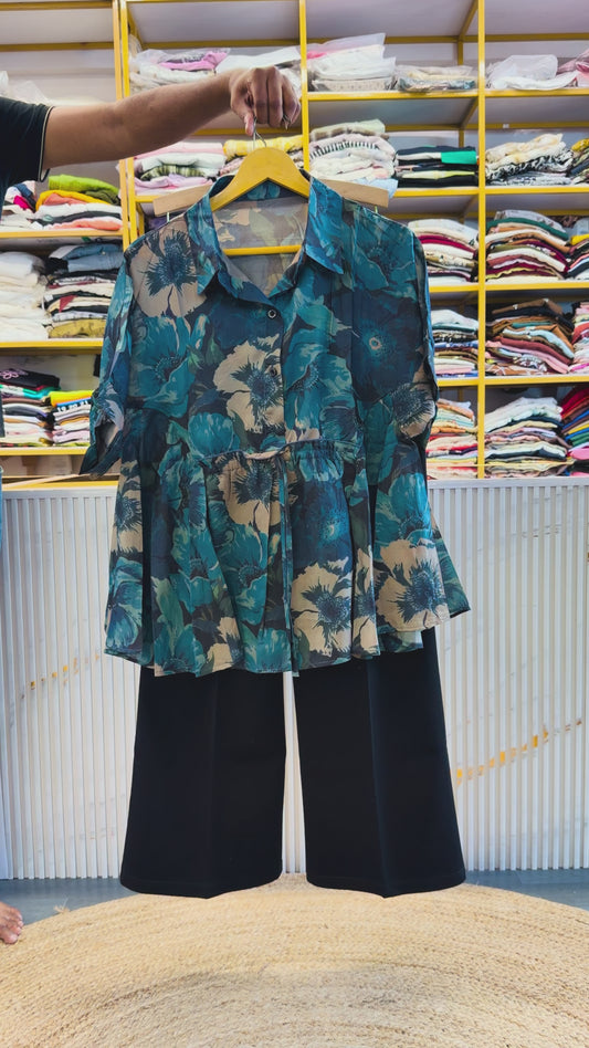 PRINTED  SHIRT  WITH BELL BOTTOM PANT SET
