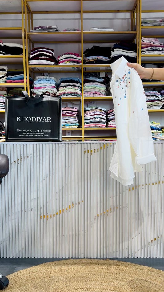 WHITE EMBROIDERY PURE SOFT MUL COTTON TOP