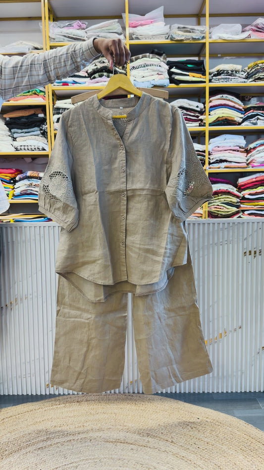 KHAKHI SHADE LINEN COORD SET
