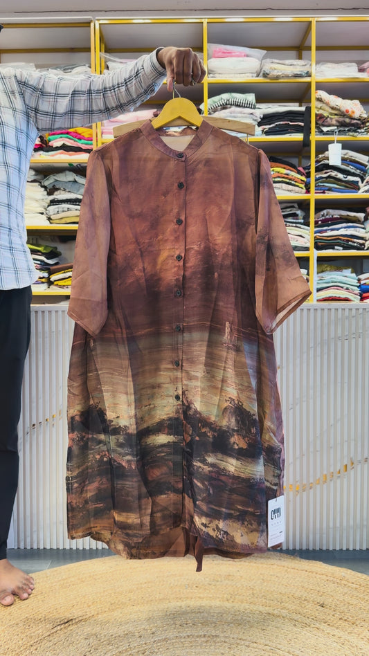 LONG PRINTED A LINE TOP PANT COORD SET