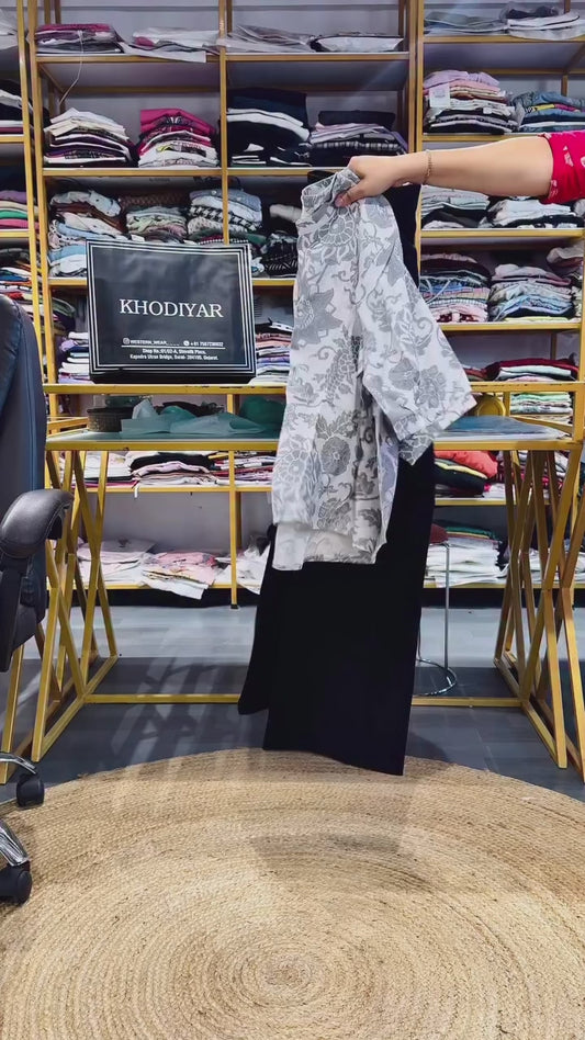 PRINTED COTTON TOP  WITH BELL BOTTOM TROUSER SET