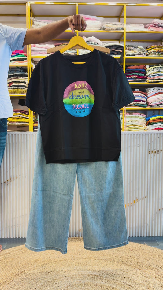 IMPORTED PRINT TSHIRT WITH IMPORTED SOFT DENIM PANT SET