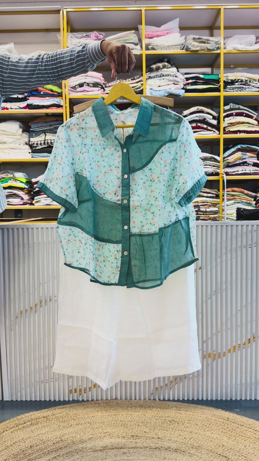 PRINT LINEN SHIRT  WITH LINEN PANT SET