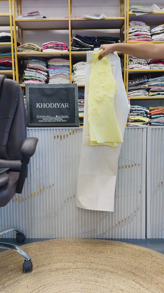 BEST DEMANDING PEARL EMBROIDERY PREMIUM TOP  WITH BELL BOTTOM  PANT SET