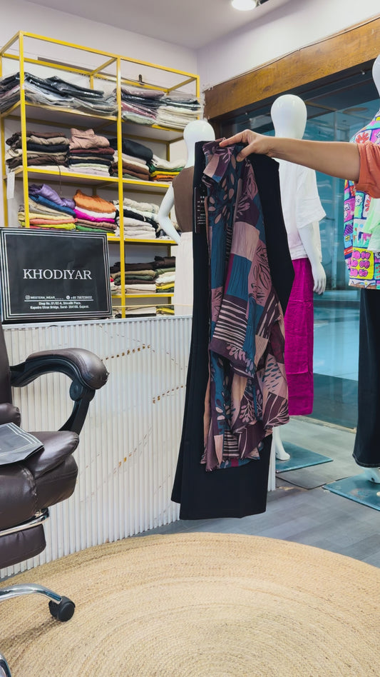 PRINTED  LONG SHIRT  WITH BELL BOTTOM PANT SET