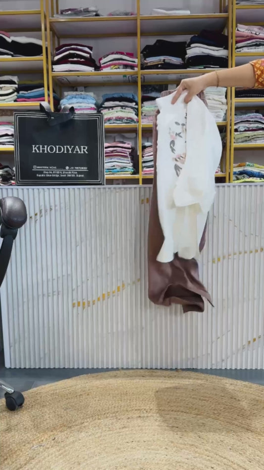 WHITE FLOWER SHADE EMBROIDERY TOP WITH LINEN PANT SET