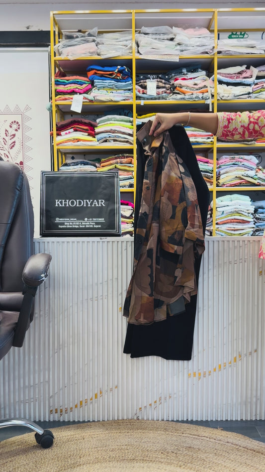 PRINTED  LONG SHIRT  WITH BELL BOTTOM PANT SET