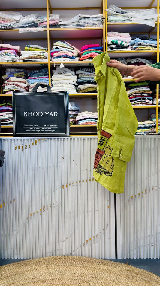 HOUSE EMBROIDERY LINEN SUMMER SHIRT