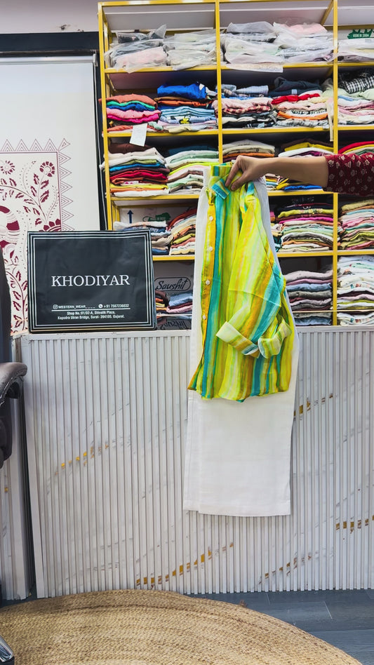 PRINTED LINEN SHIRT WITH LINEN STRAIGHT PANT SET