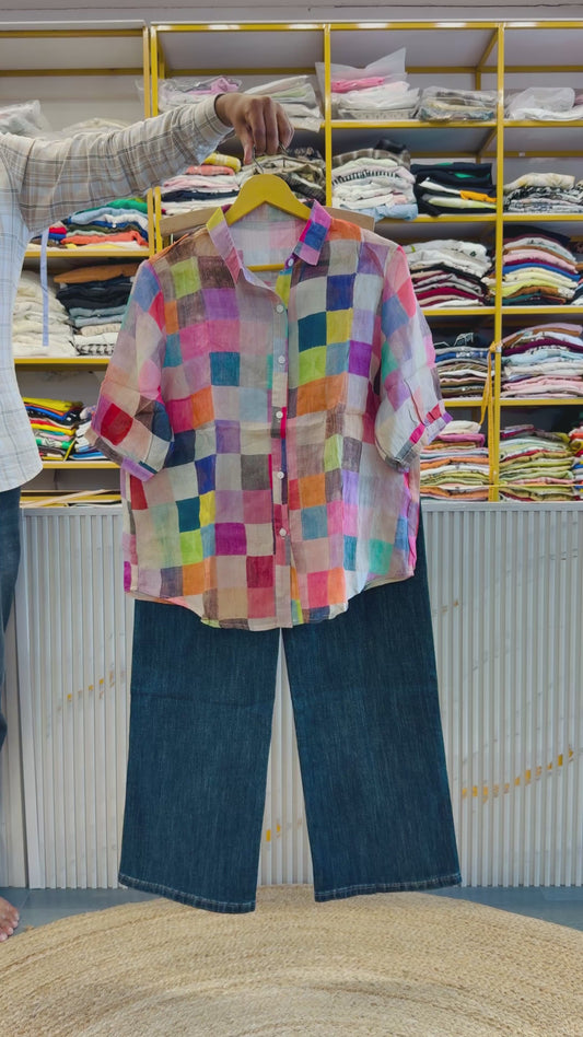 LINEN PRINT SHIRT WITH IMPORTED SOFT DENIM PANT SET