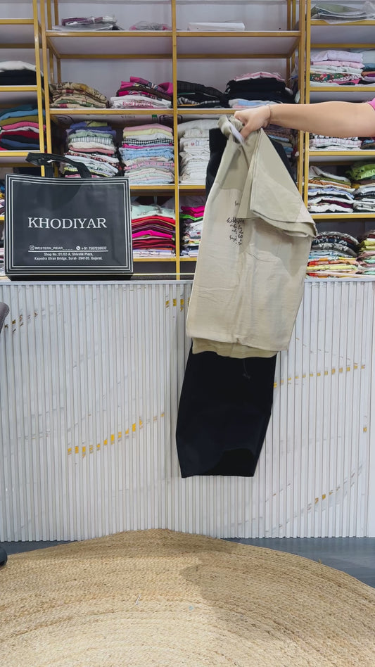 OVER SIDE UP DOWN TSHIRT  WITH BELL BOTTOM  PANT SET