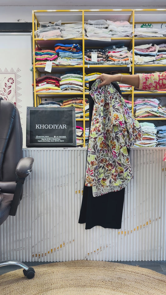 LONG PRINTED TOP   WITH BELL BOTTOM FIT TROUSER PANT SET