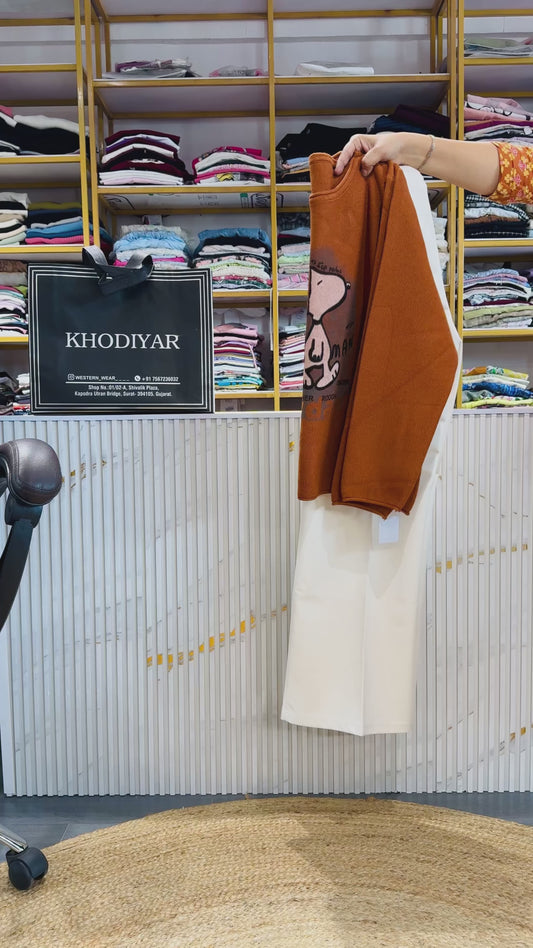 ORANGE SOFT SWATE TOP WITH BELL BOTTOM TROUSER PANT SET