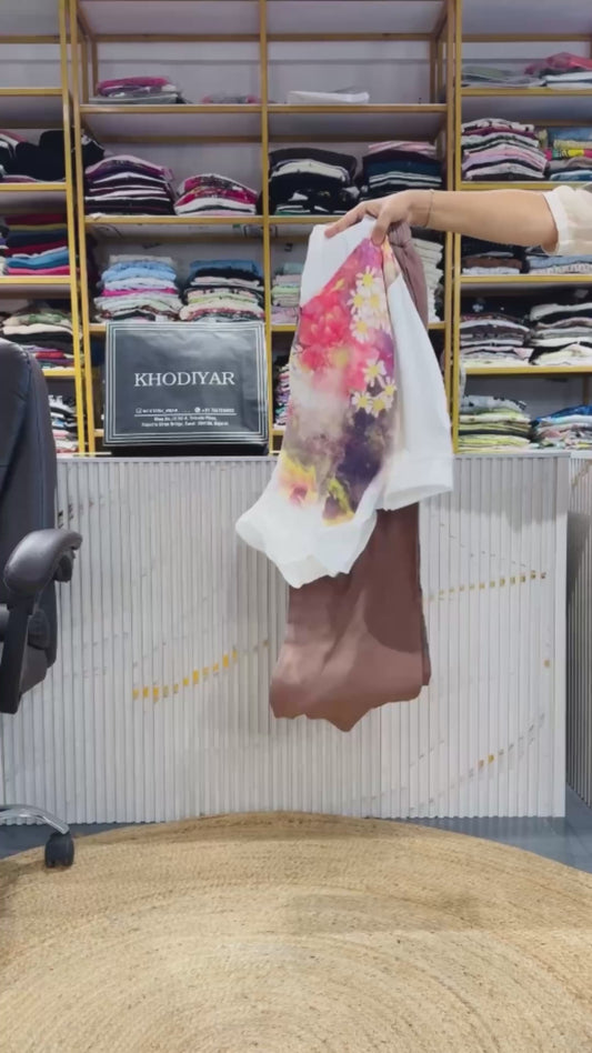 WHITE PRINT TOP WITH LINEN PANT SET