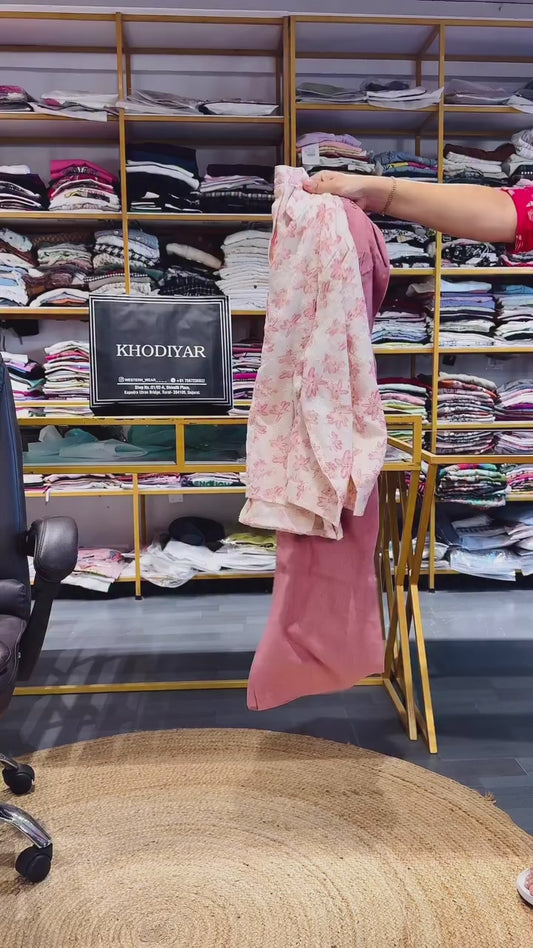 WHITE CHICKEN EMBROIDERY TOP WITH LINEN PANT SET