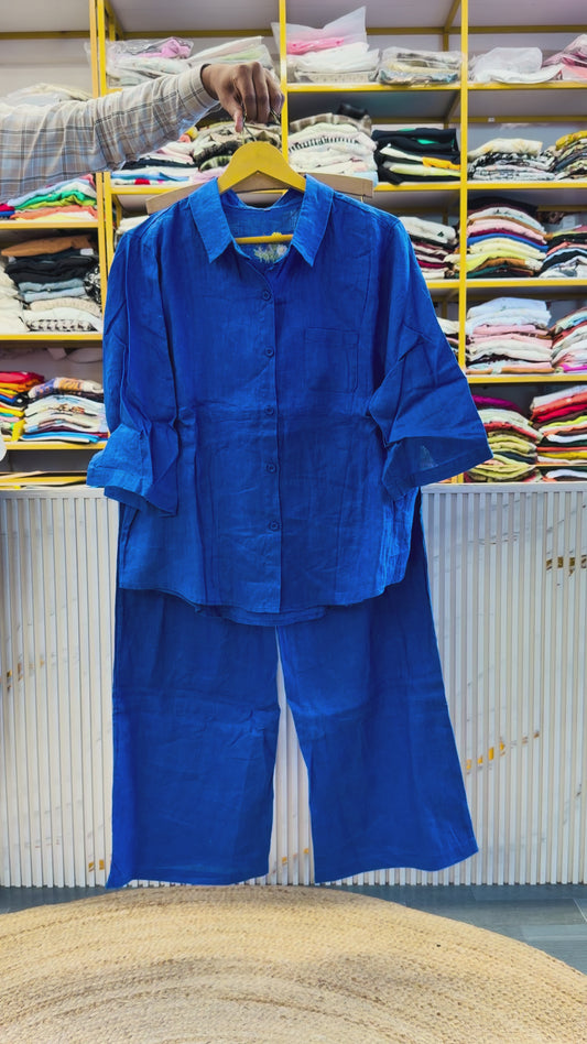 ROYAL BLUE LINEN COORD SET