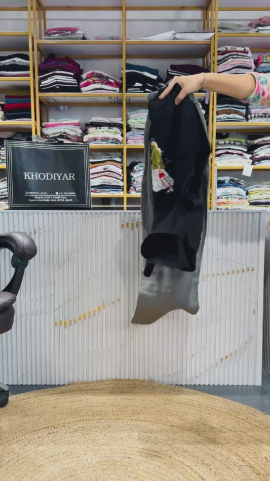 BLACK DOLL PATCH TSHIRT CUM TOP WITH LINEN PANT SET