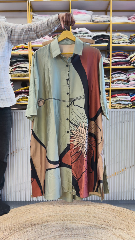 LONG PRINTED A LINE TOP PANT COORD SET