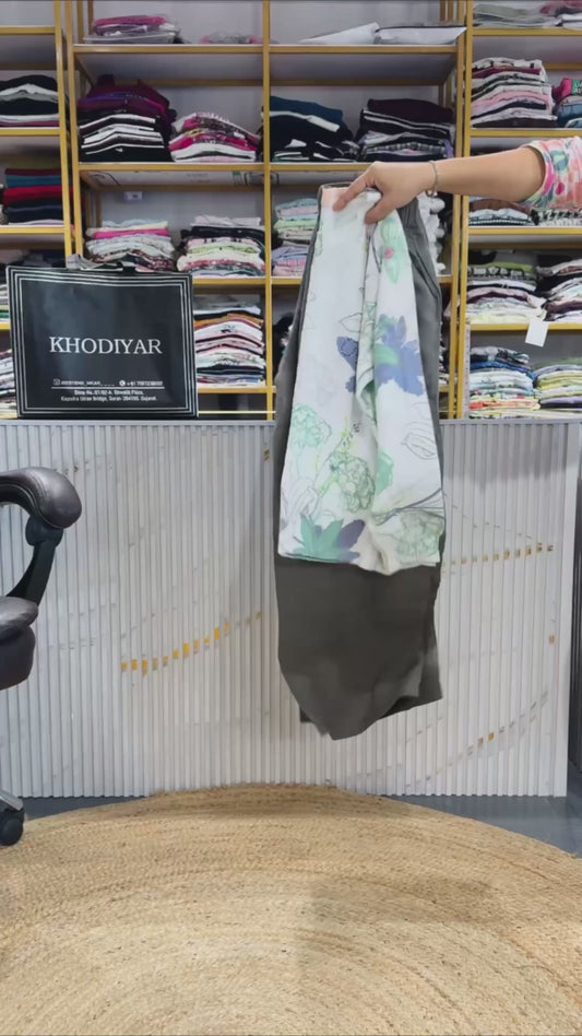 WHITE EMBROIDERY SWEAT TOP WITH LINEN PANT SET