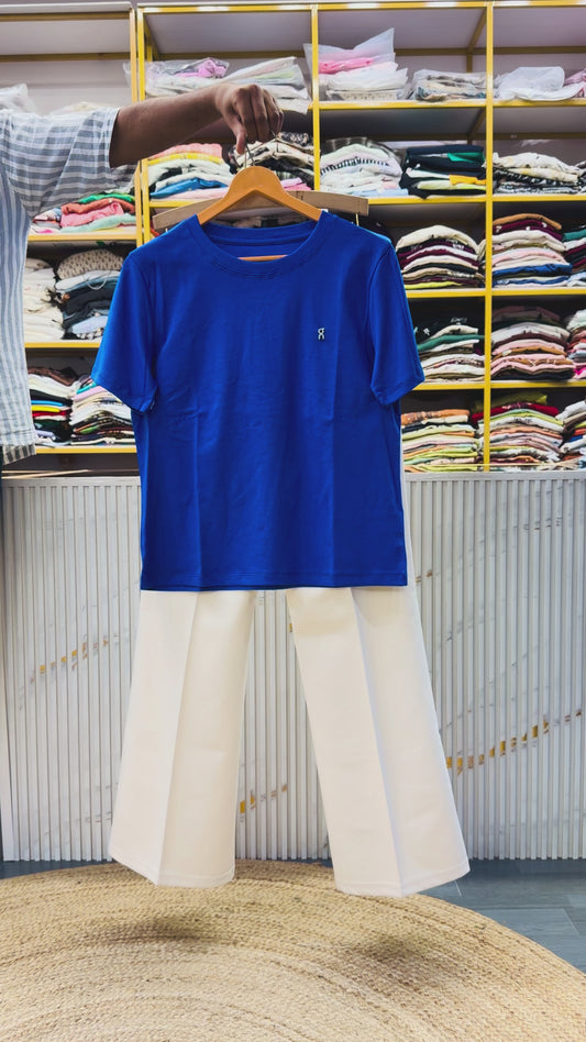 PREMIUM ROYAL BLUE PLAIN TSHIRT  WITH BELL BOTTOM TROUSER PANT SET